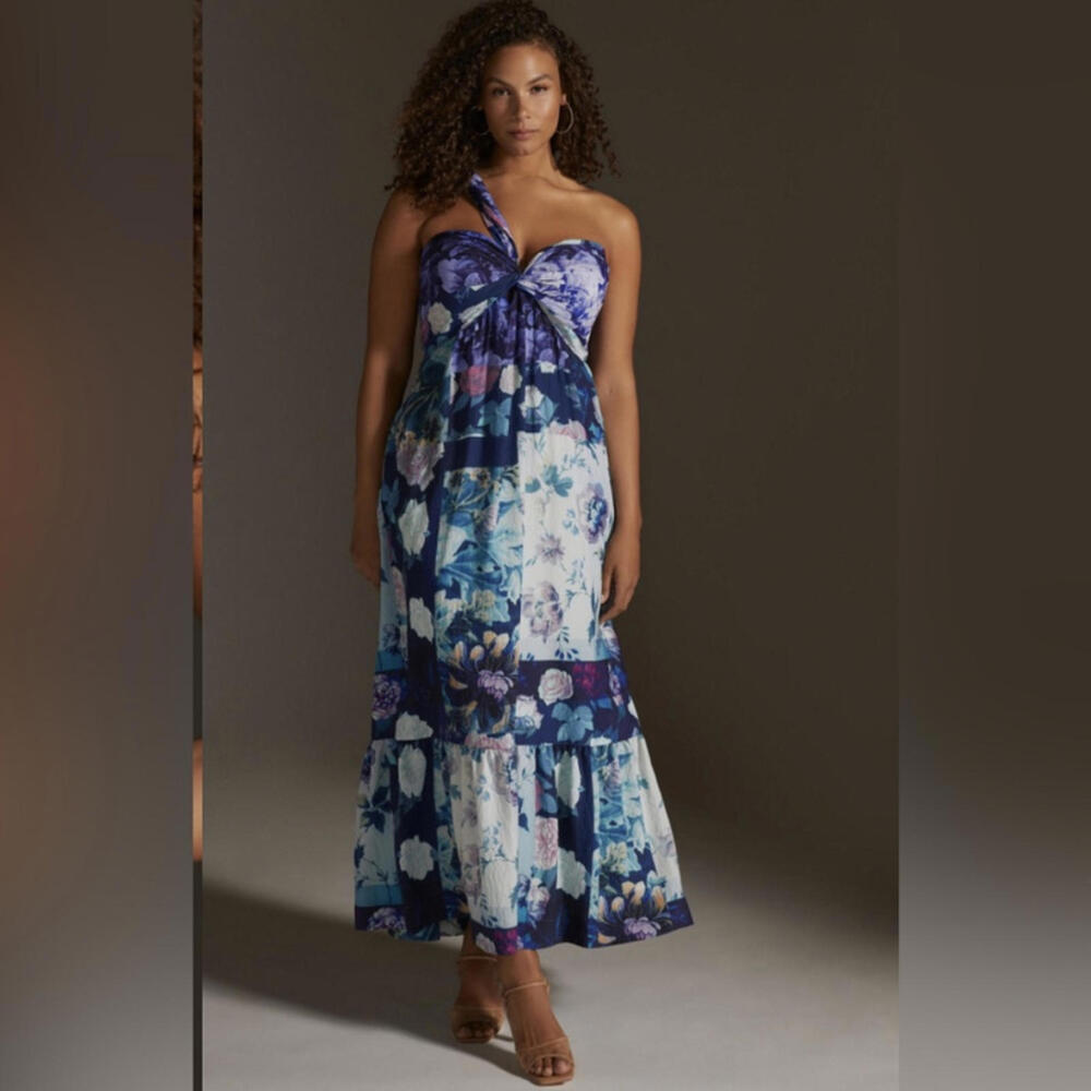 Anthropologie Maeve - One-shoulder Maxi Dress, pockets, size XS
